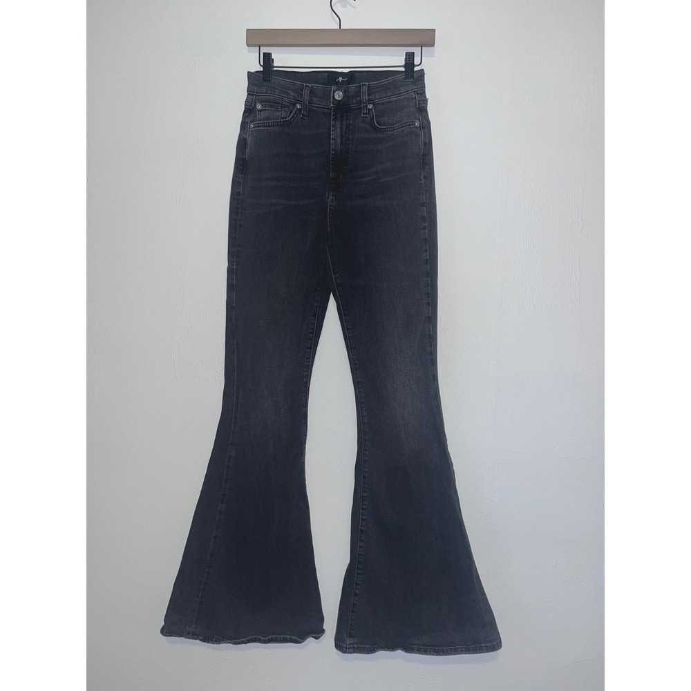 7 For All Mankind High Waist MegaFlare Jeans Black Wash Denim Bell Bottoms